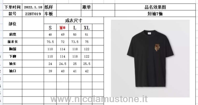 Qualità Originale Burberry Lunar Year Tiger T-shirt Manica Corta Collezione Primavera/estate 2022 Nera