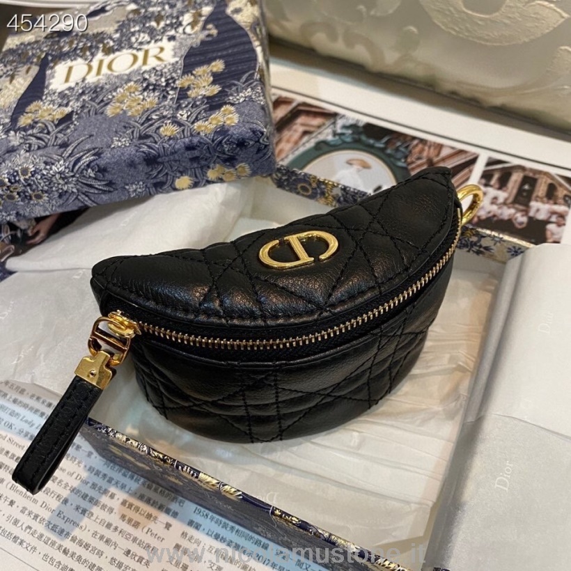 Многофункциональная сумка-кошелек Christian Dior Caro оригинального качества 12 см из телячьей кожи коллекция весна-лето 2021 черный цвет