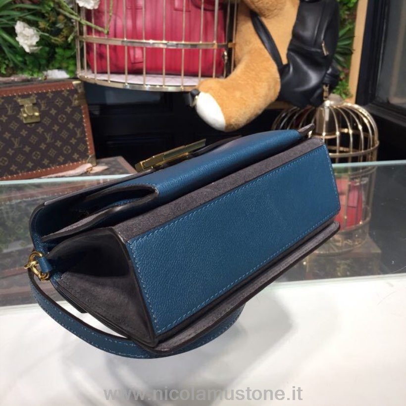 оригинальная качественная сумка через плечо Givenchy Gv3 22 см из зернистой телячьей кожи коллекции весна/лето 2018 синего цвета