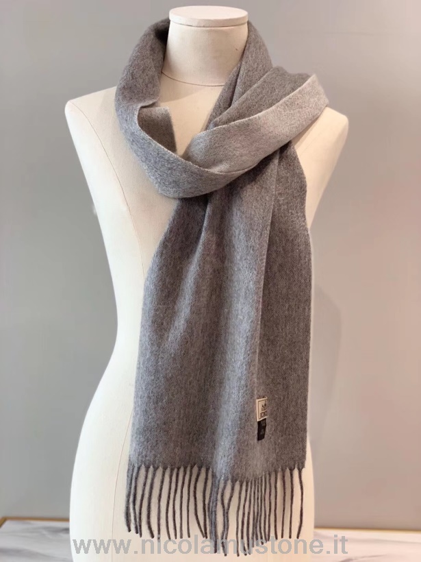 кашемировый палантин с бахромой и вышивкой оригинального качества коллекция осень/зима 2019 серый
