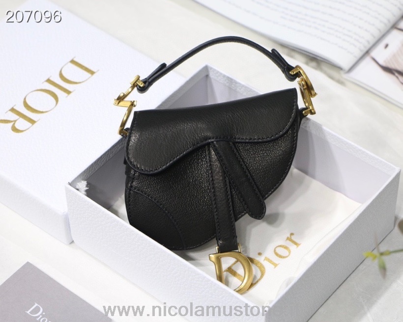 Original quality Christian Dior Lady Dior Micro Bag 12cm with Goatskin Leather Fall/Winter 2021 Collection Black
