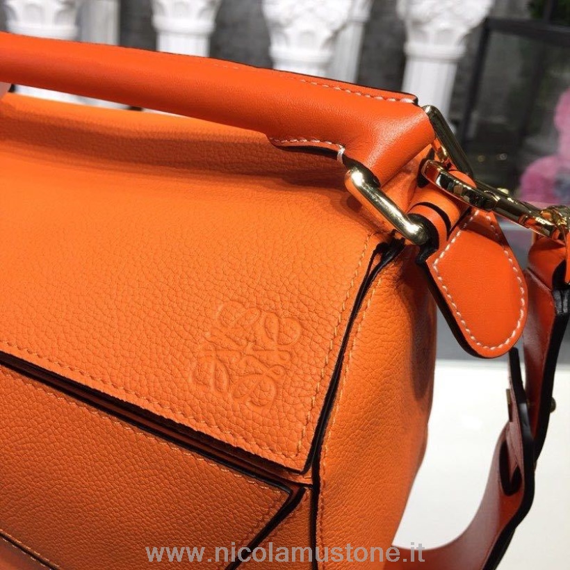 оригинальная качественная сумка-пазл Loewe 24см из телячьей кожи коллекция весна/лето 2020 оранжевый