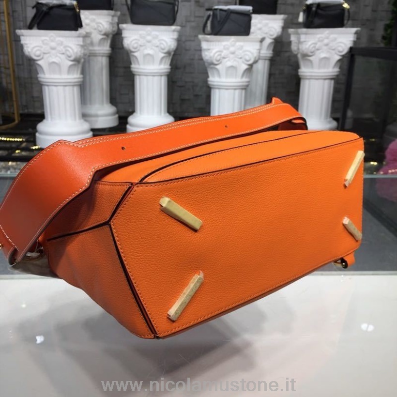 оригинальная качественная сумка-пазл Loewe 24см из телячьей кожи коллекция весна/лето 2020 оранжевый
