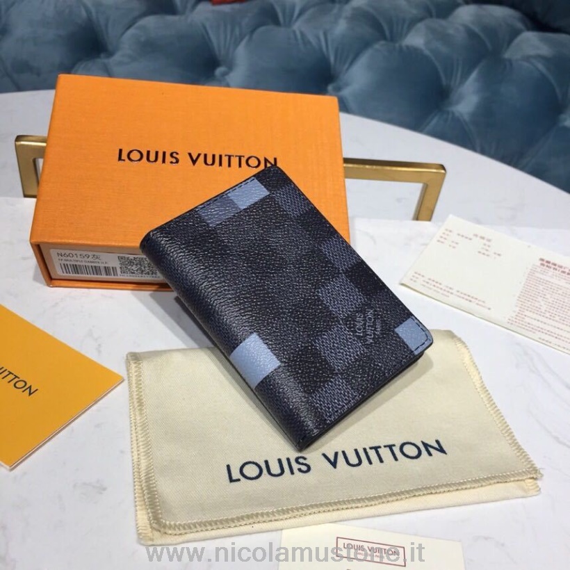 Оригинальное качество карманный органайзер Louis Vuitton 12 см Damier графитовый пиксель холст коллекция весна/лето 2019 N60159 серый