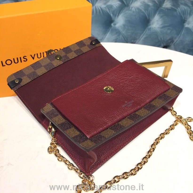 оригинальная качественная сумка-кошелек Louis Vuitton Vavin с цепочкой Damier Ebene холст коллекция весна/лето 2019 N60222 бордо нуар