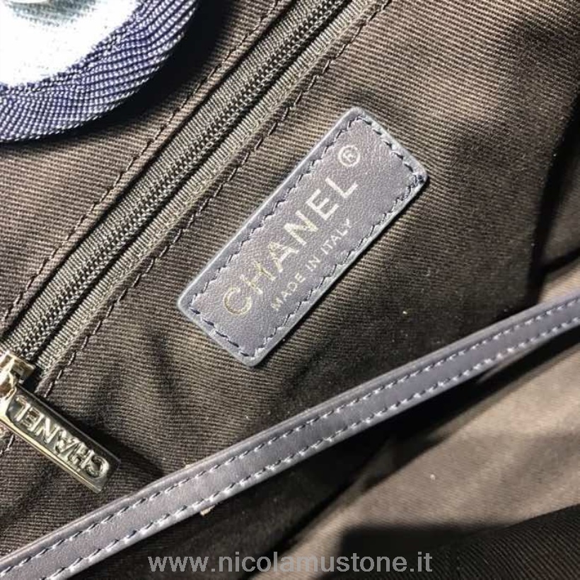 оригинальная качественная сумка-тоут Chanel Deauville 34 см парусиновая сумка коллекция весна-лето 2019 светло-голубой/блестки//мульти