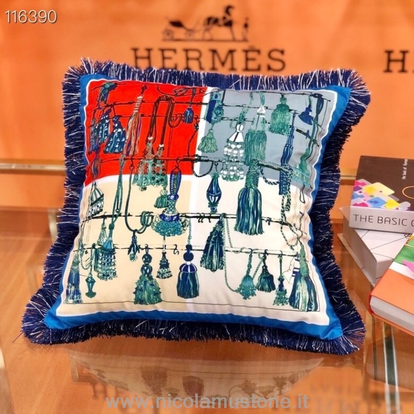 декоративная подушка Hermes 45 см оригинального качества 116390 синий/многоцветный