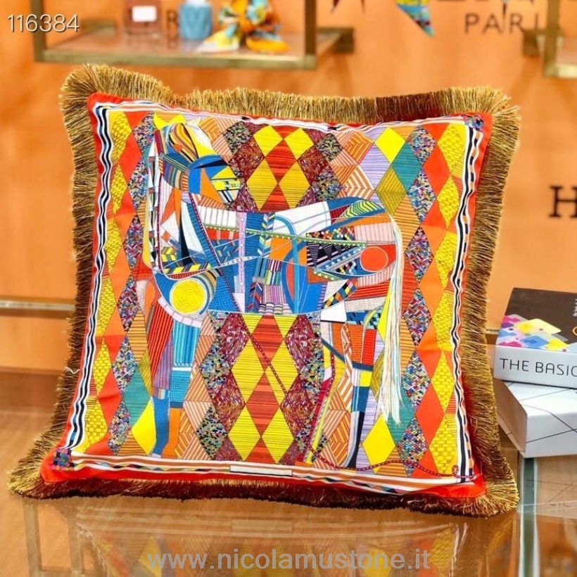 декоративная подушка Hermes оригинального качества 45 см 116384 оранжевый/многоцветный
