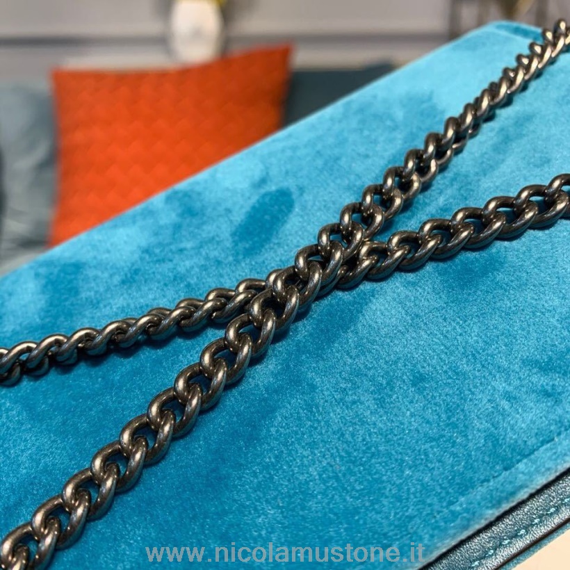 Оригинальное качество Gucci Velvet WOC Mini Dionysus сумка на плечо 16 см из телячьей кожи с отделкой холст осень/зима 2019 коллекция бирюзовый