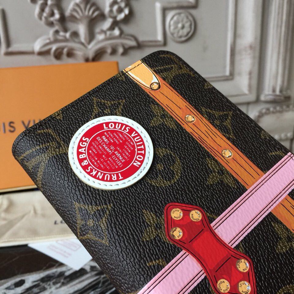 оригинальный качественный кошелек Louis Vuitton Zippy Trompe Loeil с принтом монограммы холст осень/зима 2018 коллекция M62616 розовый