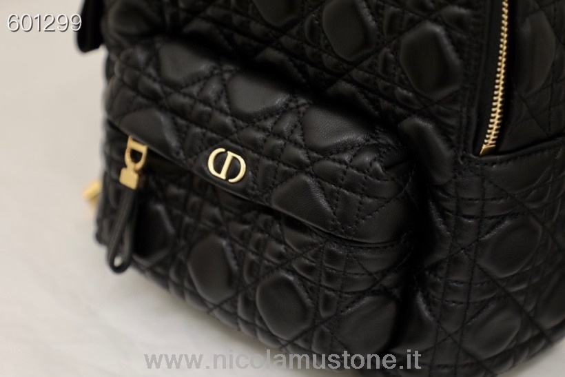 Мини-рюкзак Christian Dior оригинального качества 22 см кожа ягненка золотая фурнитура коллекция осень/зима 2021 черный
