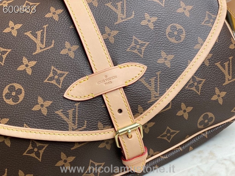 оригинальная качественная сумка-мессенджер Louis Vuitton Samur 28см холст с монограммой коллекция весна/лето 2021 M40710 коричневый