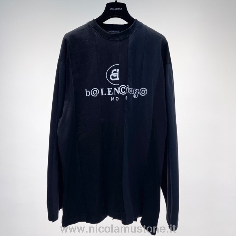 Balenciaga Oversize-пуловер в полоску с длинными рукавами оригинального качества из коллекции осень/зима 2021 черный/серый