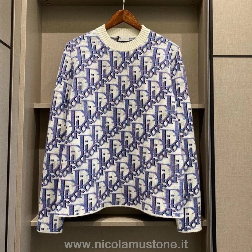 жаккардовый свитер Dior X Shawn Stussy оригинального качества из коллекции осень/зима 2020 синий