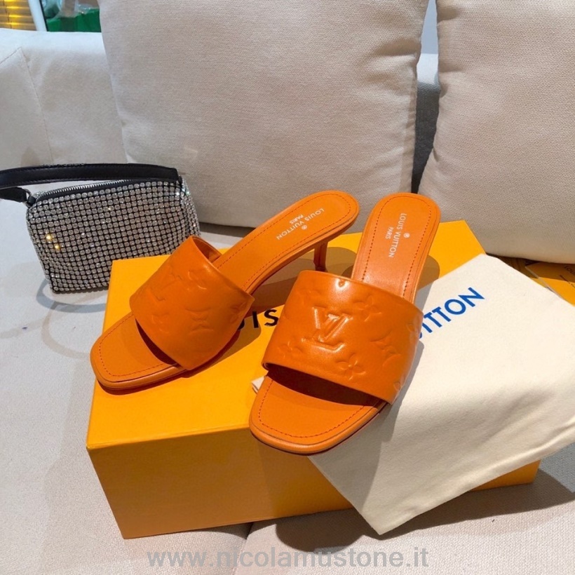 босоножки без задника оригинального качества Louis Vuitton Revival из овечьей кожи коллекция весна/лето 2021 оранжевый