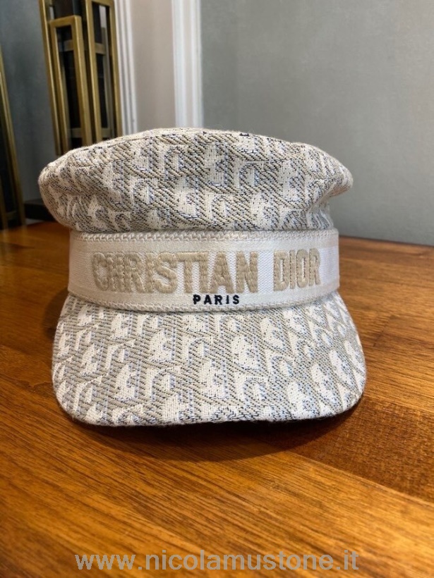 шляпа газетчика из парусины Christian Dior Oblique оригинального качества коллекция весна-лето 2020 серый