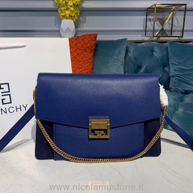 оригинальная качественная сумка через плечо Givenchy Gv3 30см из телячьей кожи коллекция осень/зима 2019 ярко-синий