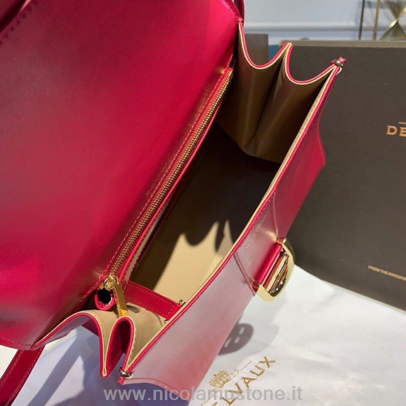 Сумка-портфель Delvaux Brillant 28 см оригинального качества из телячьей кожи золотая фурнитура коллекция осень-зима 2019 красный цвет