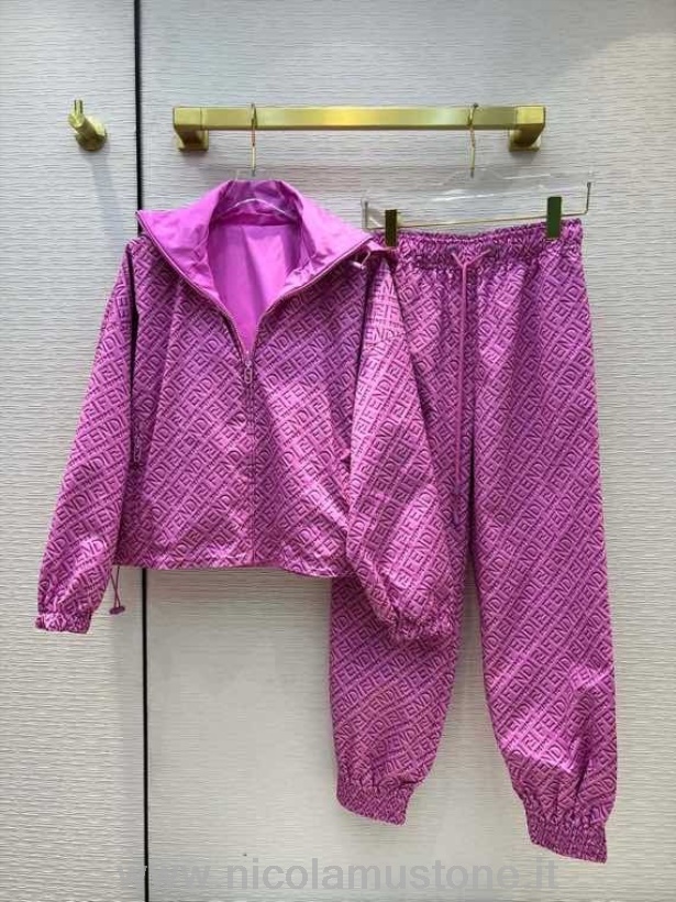 комплект спортивного костюма-ветровки оригинального качества Fendi X Skims из коллекции осень/зима 2021 розовый