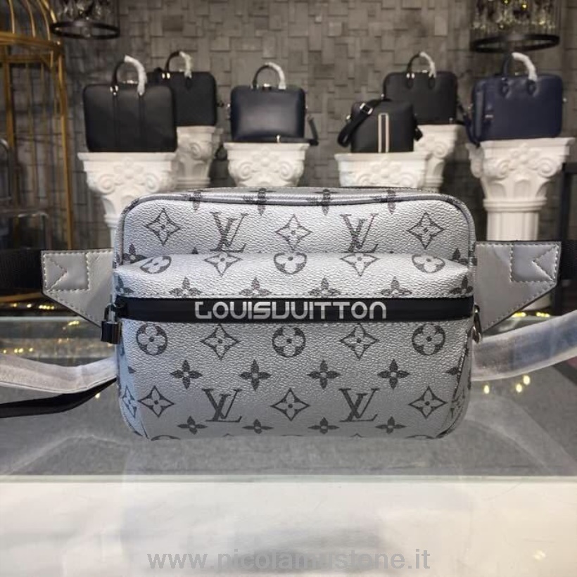 оригинальная качественная поясная сумка Louis Vuitton поясная сумка сплит-лайн монограмма холст Ким Джонс коллекция весна/лето 2018 M43828 серый