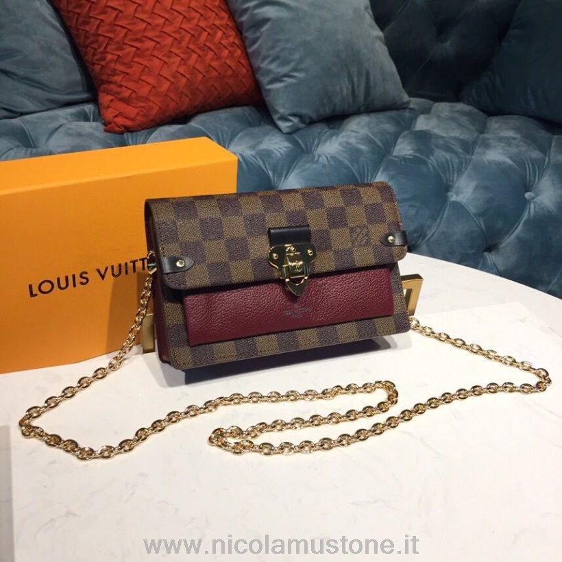 оригинальная качественная сумка-кошелек Louis Vuitton Vavin с цепочкой Damier Ebene холст коллекция весна/лето 2019 N60222 бордо нуар
