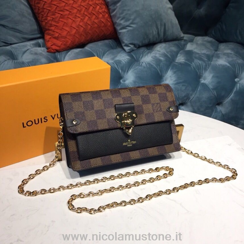 оригинальная качественная сумка-кошелек Louis Vuitton Vavin с цепочкой Damier Ebene холщовая коллекция весна/лето 2019 N60221 Noir