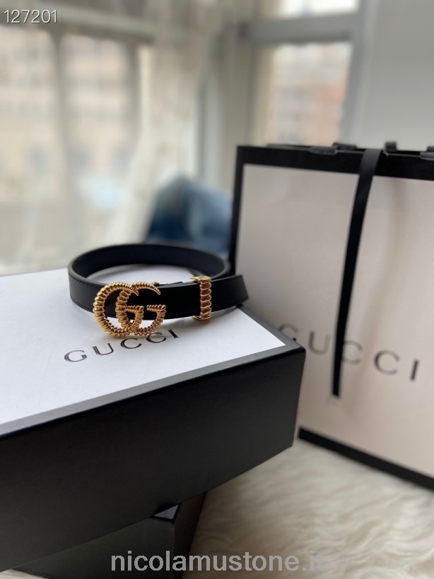 Ремень Gucci оригинального качества 2 см золотая фурнитура телячья кожа коллекция осень-зима 2020 черный