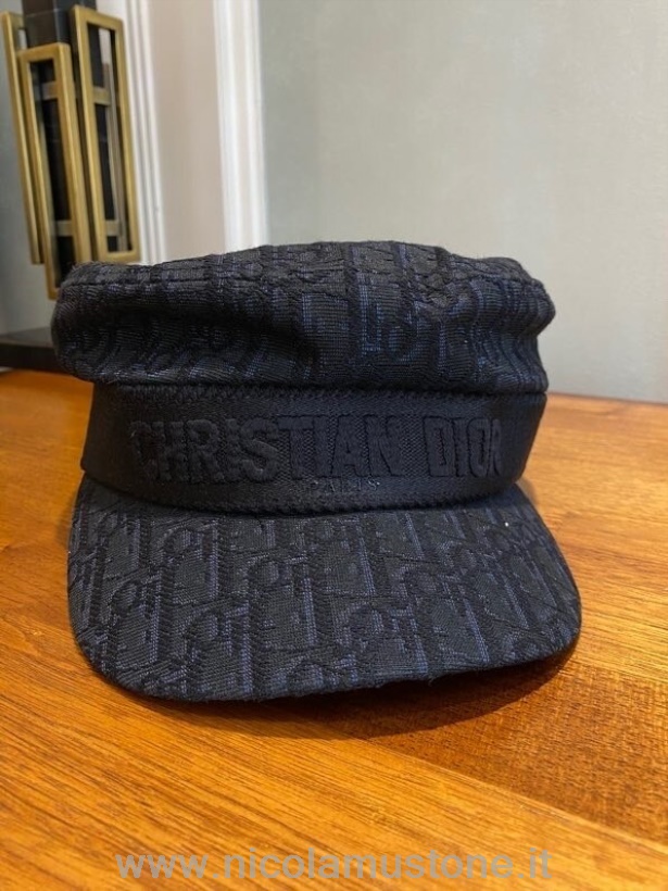 оригинальная качественная холщовая шляпа Christian Dior Oblique из коллекции весна-лето 2020 черная