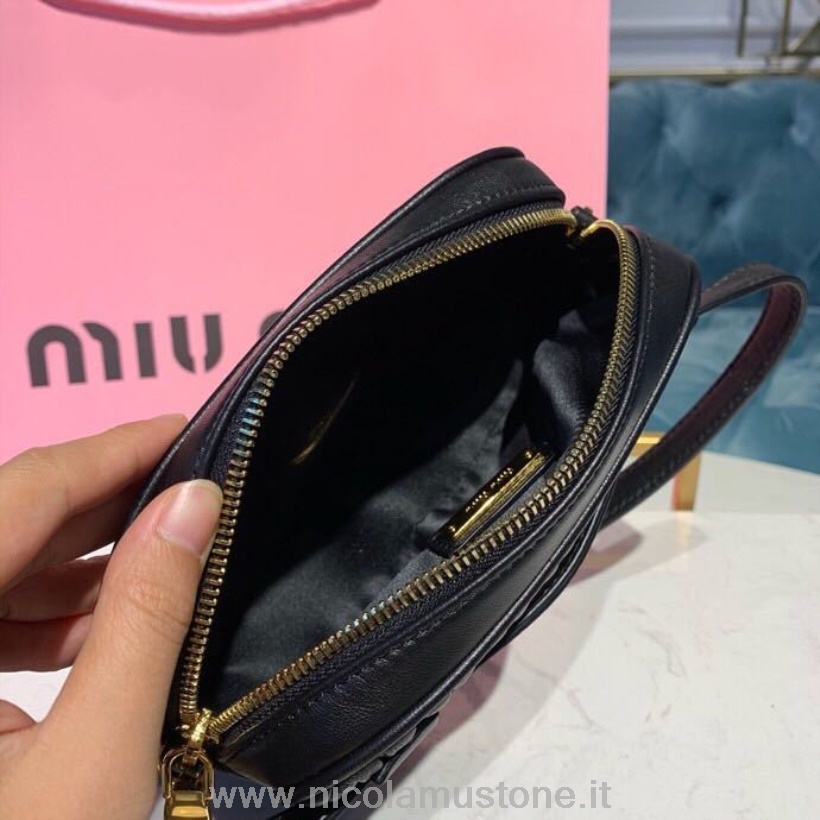 оригинальное качество Miu Miu поясная сумка Matelasse поясная сумка 5zh029 наппа из телячьей кожи коллекция весна/лето 2019 черный