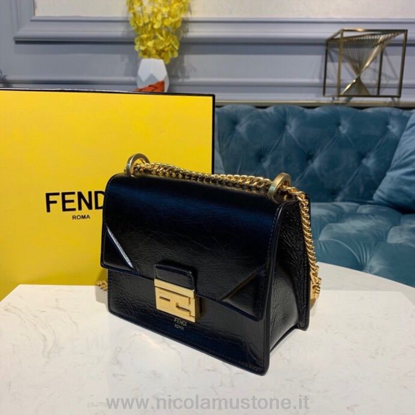 оригинальная качественная сумка Fendi Ff Logo Kan U 20см из замши/телячьей кожи коллекция весна/лето 2019 черный