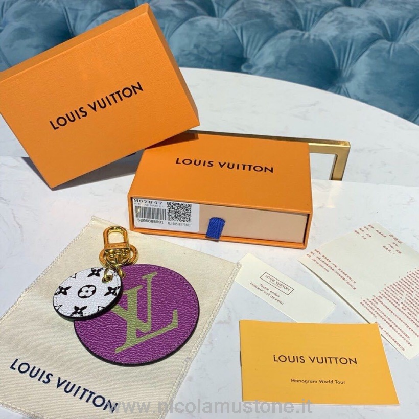 Оригинальный качественный круглый брелок Louis Vuitton с монограммой гигантский холст коллекция весна-лето 2019 M67847 фуксия