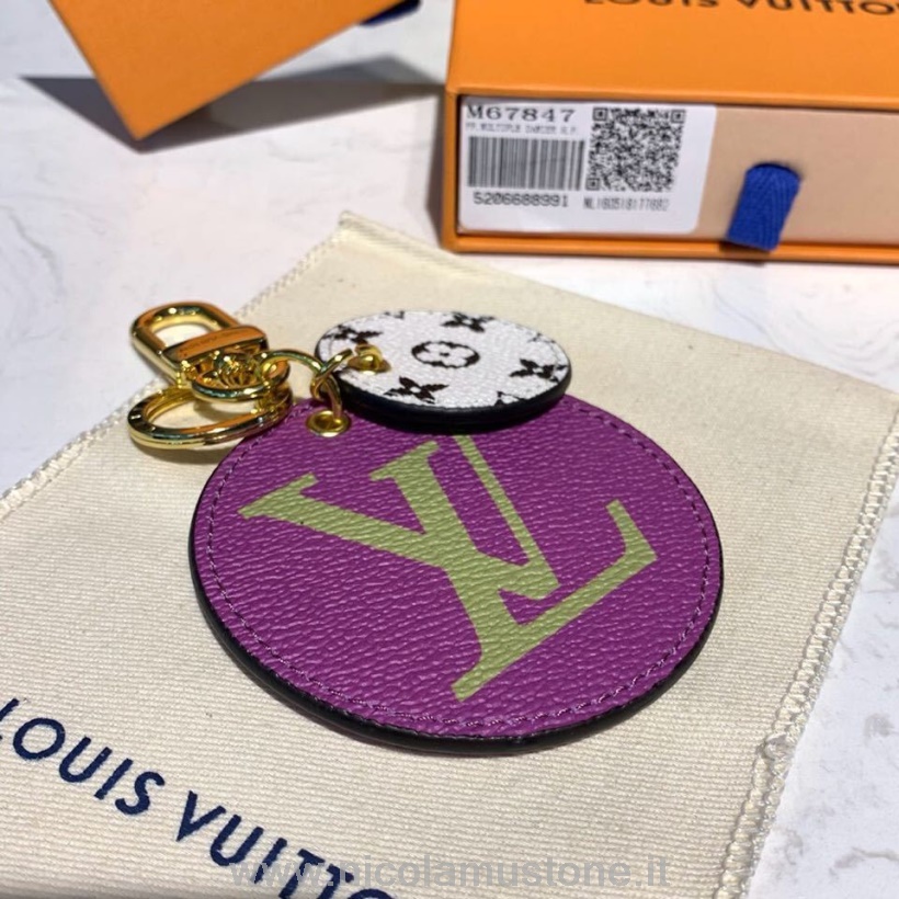 Оригинальный качественный круглый брелок Louis Vuitton с монограммой гигантский холст коллекция весна-лето 2019 M67847 фуксия