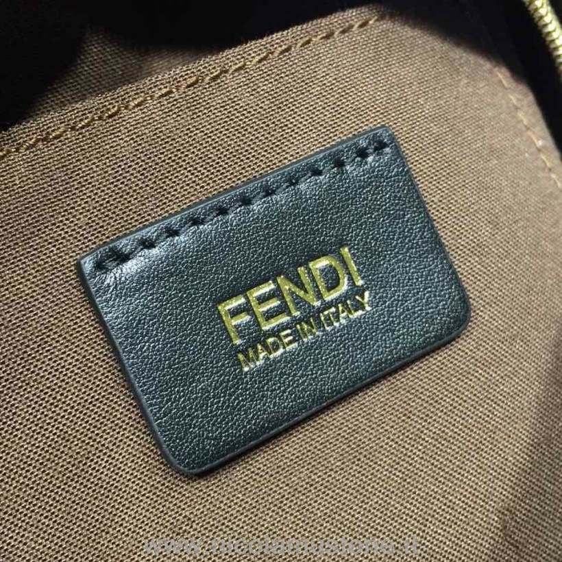 оригинальная качественная сумка для боулинга Fendi Ff с двойной ручкой 20 см коллекция осень/зима 2018 коричневый/черный