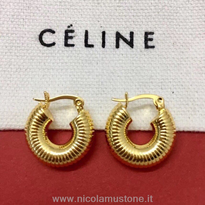 Маленькие серьги-кольца Celine оригинального качества коллекция весна-лето 2020 золото
