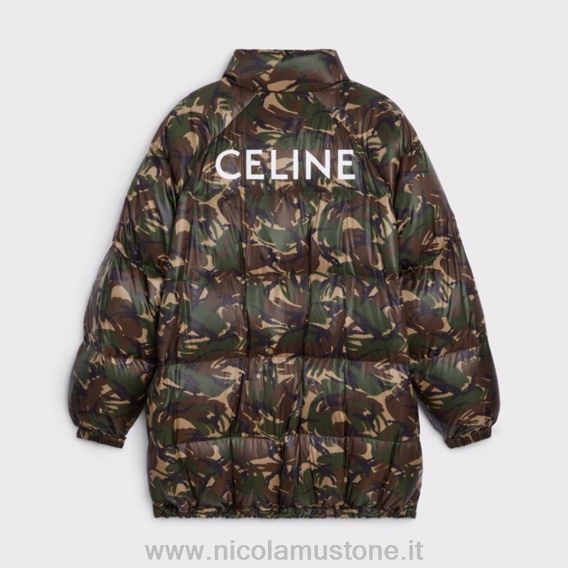 оригинальное качество Celine Logo Oversize пуховик пальто коллекция весна/лето 2022 армейская зеленая усталость