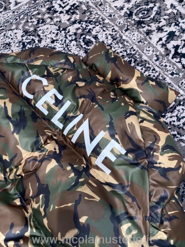 оригинальное качество Celine Logo Oversize пуховик пальто коллекция весна/лето 2022 армейская зеленая усталость