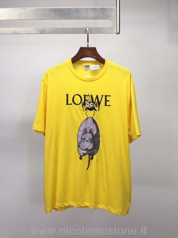 оригинальная качественная футболка с короткими рукавами Loewe Yu Birds из коллекции весна-лето 2022 желтая