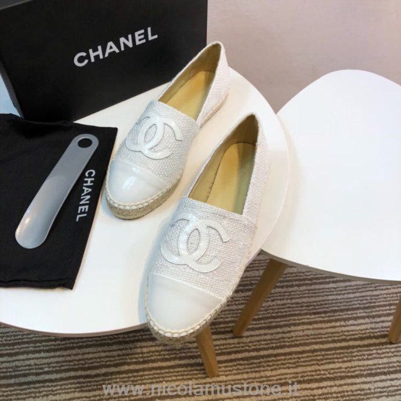 Qualità Originale Chanel Espadrillas Cc In Tweed E Vernice Collezione Primavera/estate 2017 Act 2 Bianco
