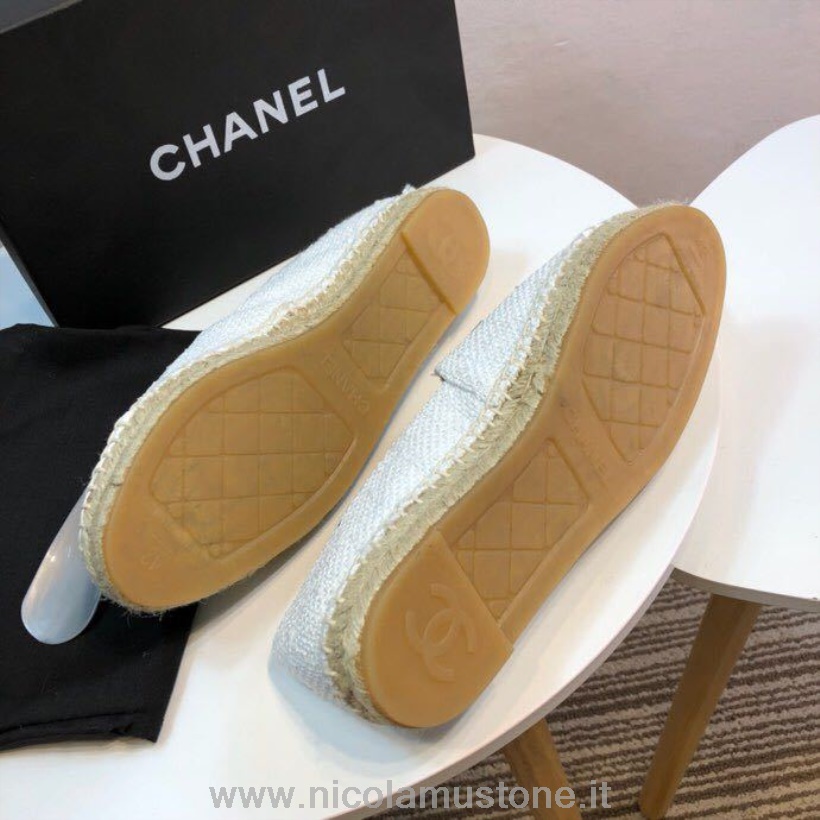 Qualità Originale Chanel Espadrillas Cc In Tweed E Vernice Collezione Primavera/estate 2017 Act 2 Bianco