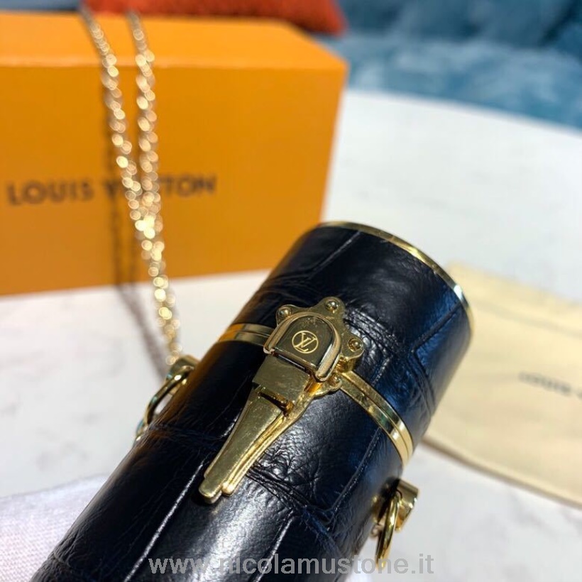 Qualità Originale Louis Vuitton Rossetto Custodia Borsa 8 Cm Coccodrillo Collezione Primavera/estate 2019 Mp2407 Nero
