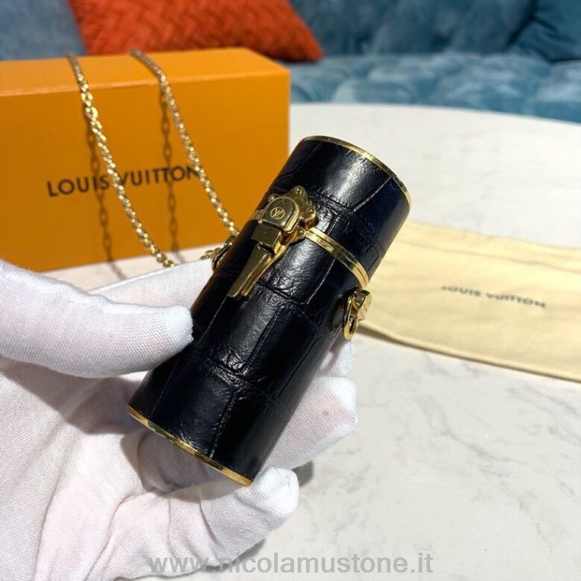 Qualità Originale Louis Vuitton Rossetto Custodia Borsa 8 Cm Coccodrillo Collezione Primavera/estate 2019 Mp2407 Nero