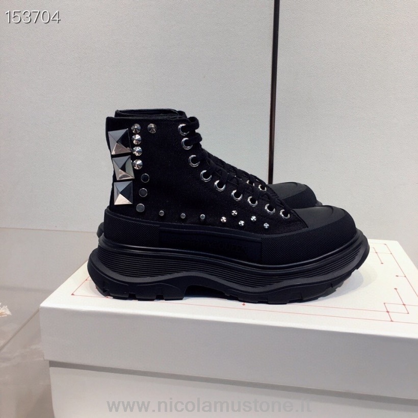 Original Quality Alexander Mcqueen Tread Slick Hi-top Sneakers Borchiate Collezione Autunno Inverno 2020 Nero