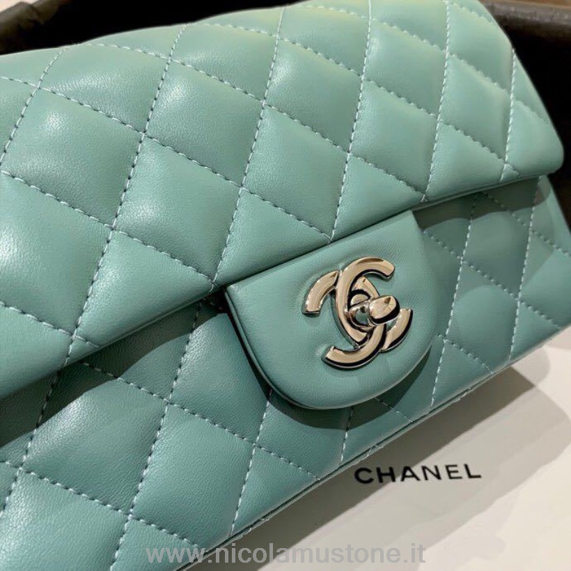 Qualità Originale Chanel Borsa Classica Con Patta Hardware Argento Pelle Di Agnello/caviale Collezione Primavera/estate 2019 Seafoam Green