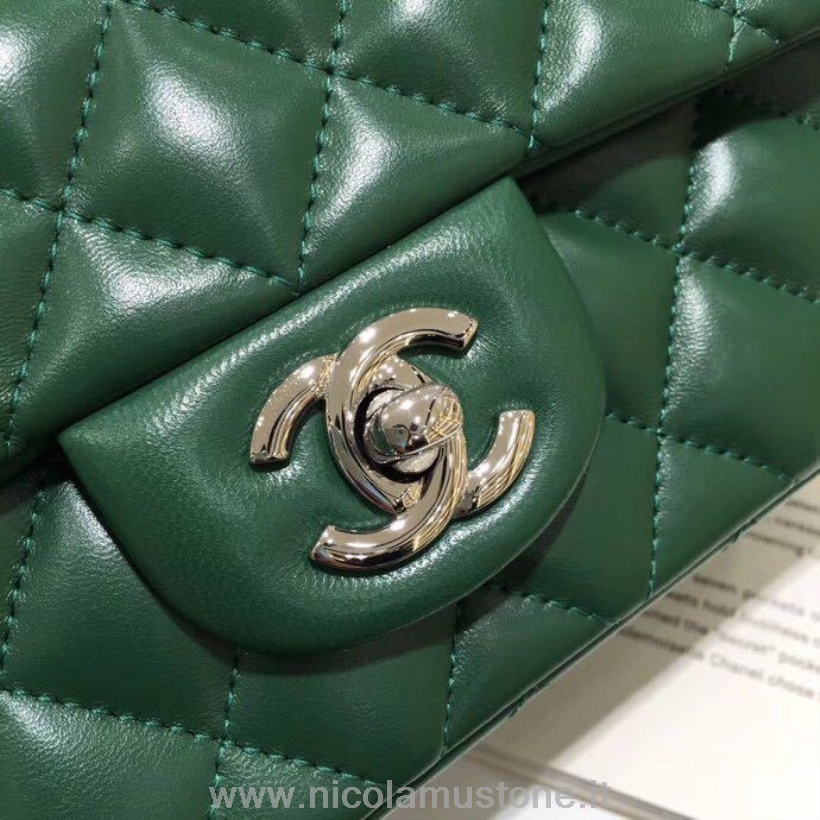 Qualità Originale Chanel Borsa Classica Con Patta Hardware Argento/oro Pelle Di Agnello/caviale Pelle Collezione Primavera/estate 2019 Verde Scuro