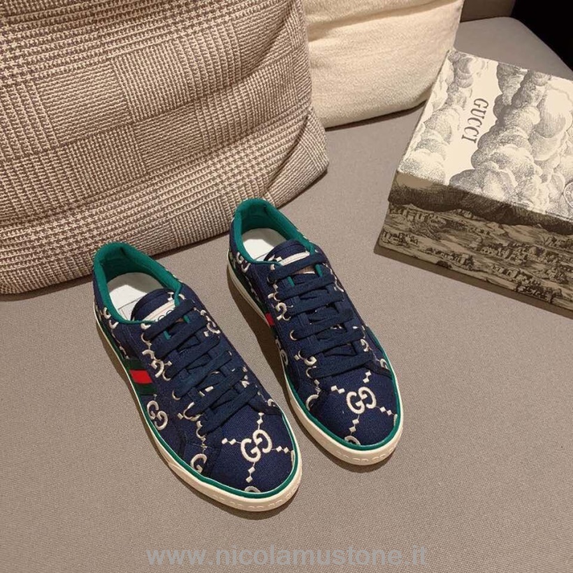 Original Kvalitet Gucci Vulcan Gg Canvas Sneakers Kalvskinn Läder Vår/sommar 2020 Kollektion Svart