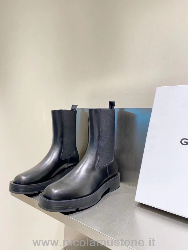 Original Kvalitet Givenchy Squared Chelsea Boots Kalvskinn Läder Höst/vinter 2021 Kollektion Svart