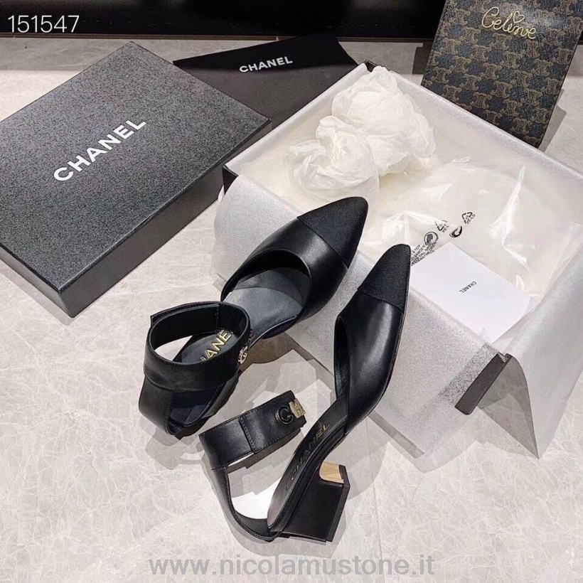 Original Kvalitet Chanel Mary Jane Flats Lammskinn Läder Höst/vinter 2020 Kollektion Svart