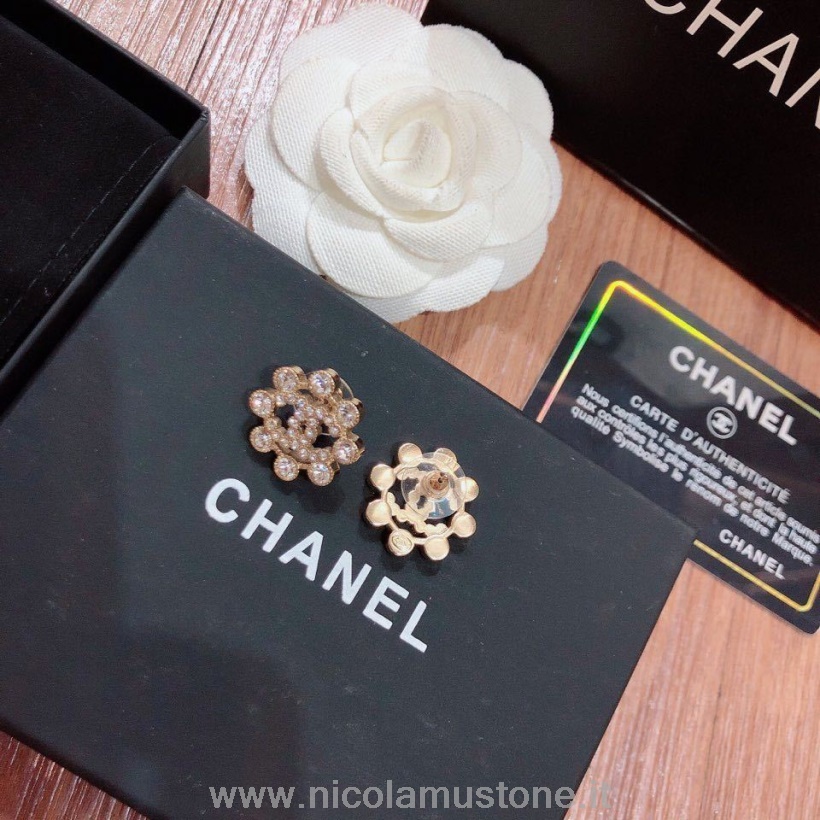 Original Kvalitet Chanel Strass Utsmyckade örhängen 96376 Vår/sommar 2020 Kollektion Guld