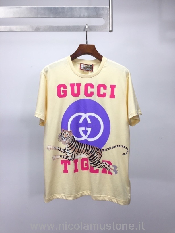 Original Kvalitet Gucci Lunar New Year Tiger Kortärmad T-shirt Vår/sommar 2022 Kollektion Vit