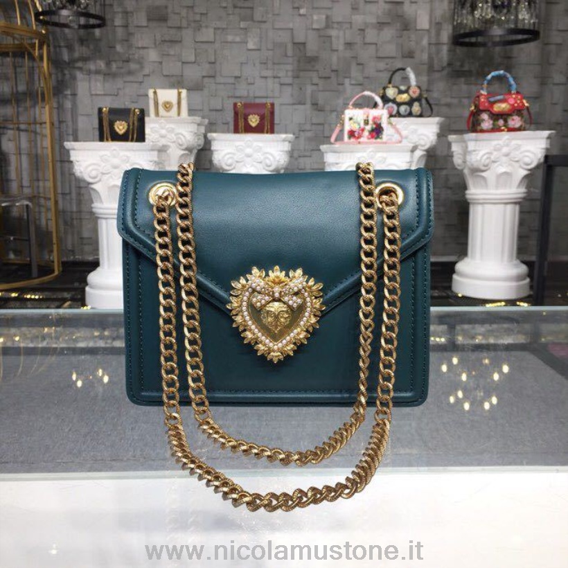Original Kvalitet Dolce Gabbana Devotion Sacred Heart Bag 22cm Kalvskinn Läder Höst/vinter 2018 Kollektion Grön